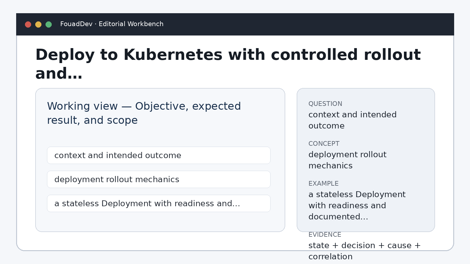 Deploy to Kubernetes with controlled rollout and verifiable rollback