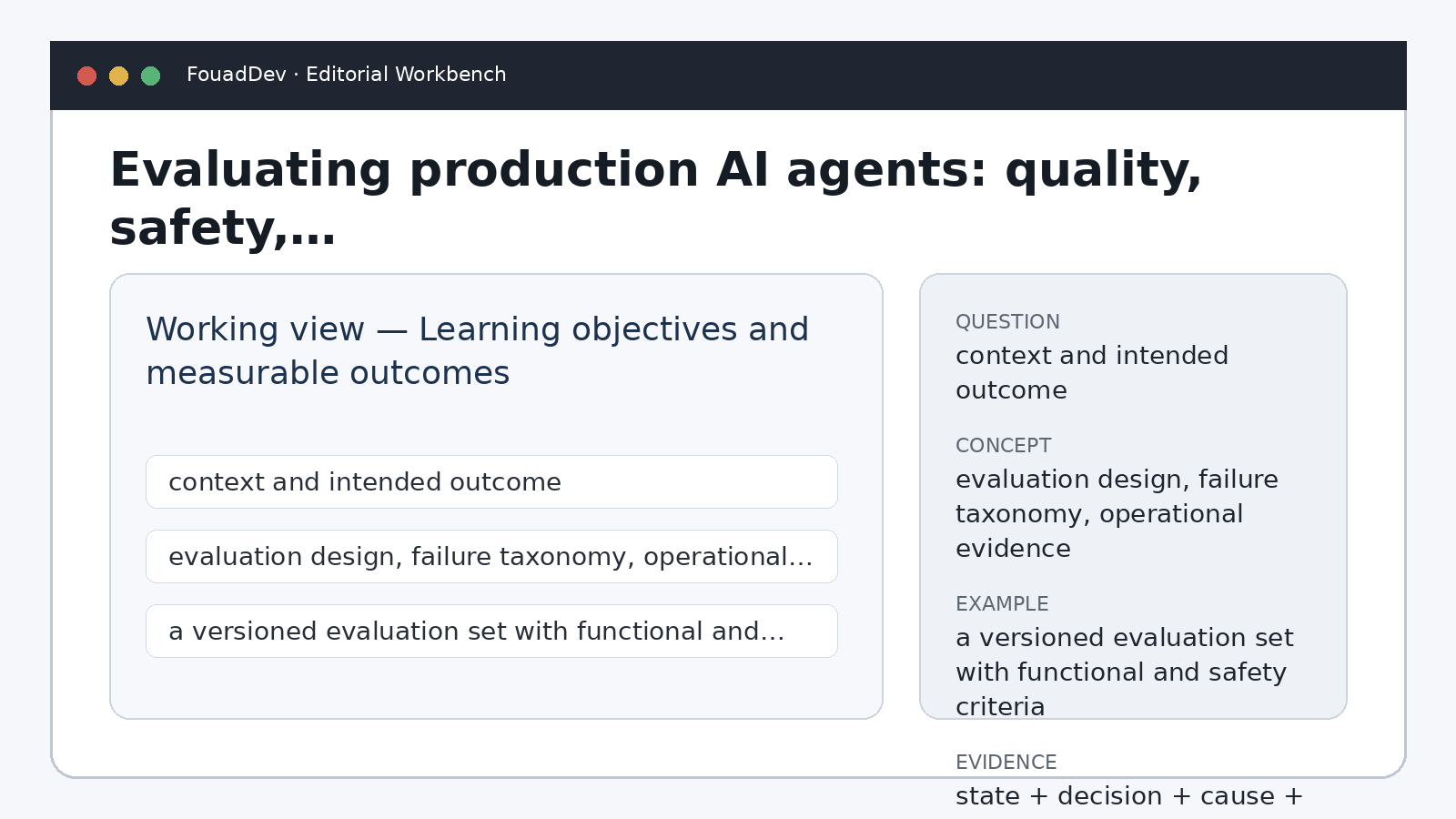 Évaluer des agents IA en production : qualité, sécurité et coût