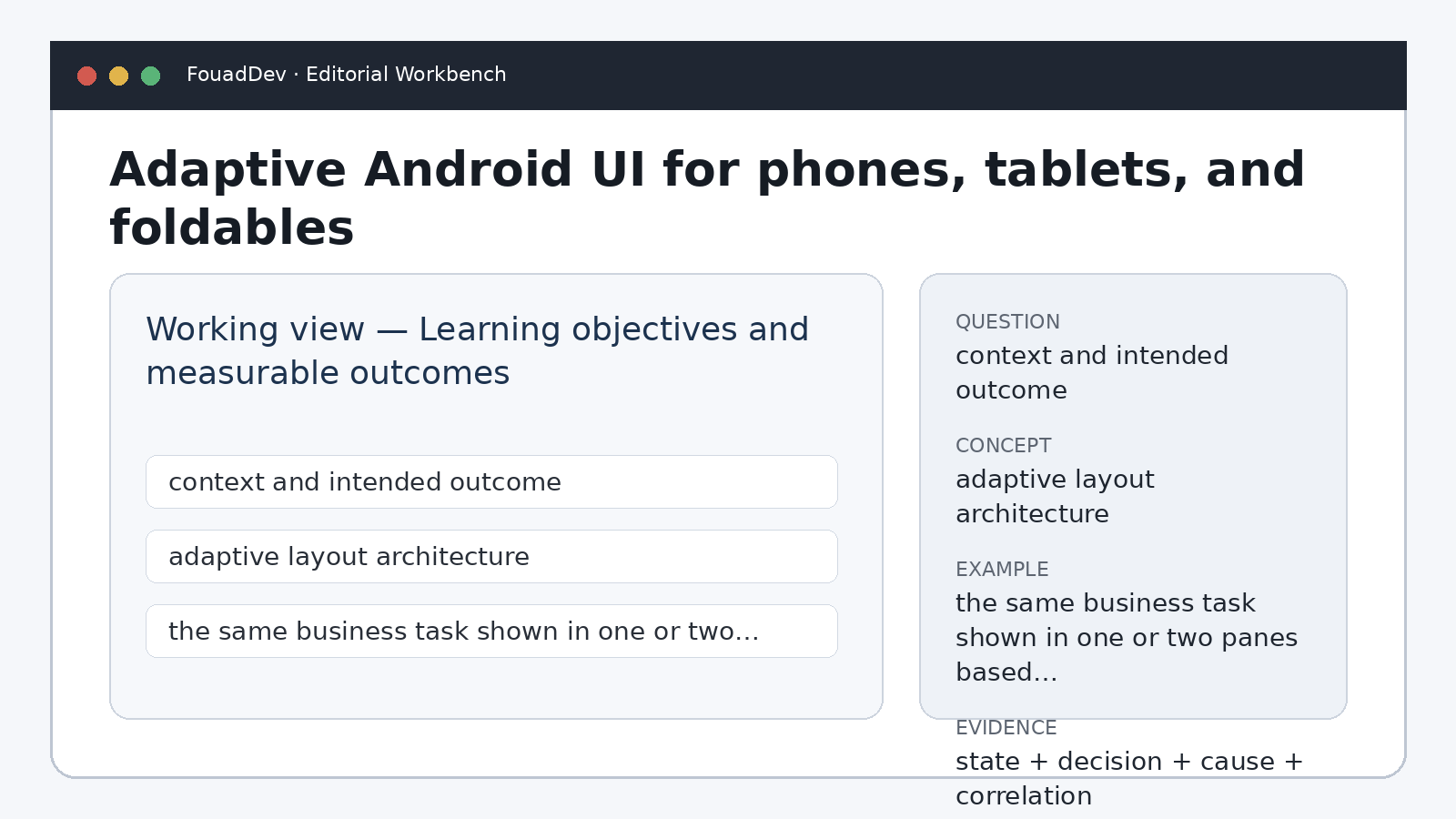Interfaces Android adaptatives pour téléphone, tablette et pliable