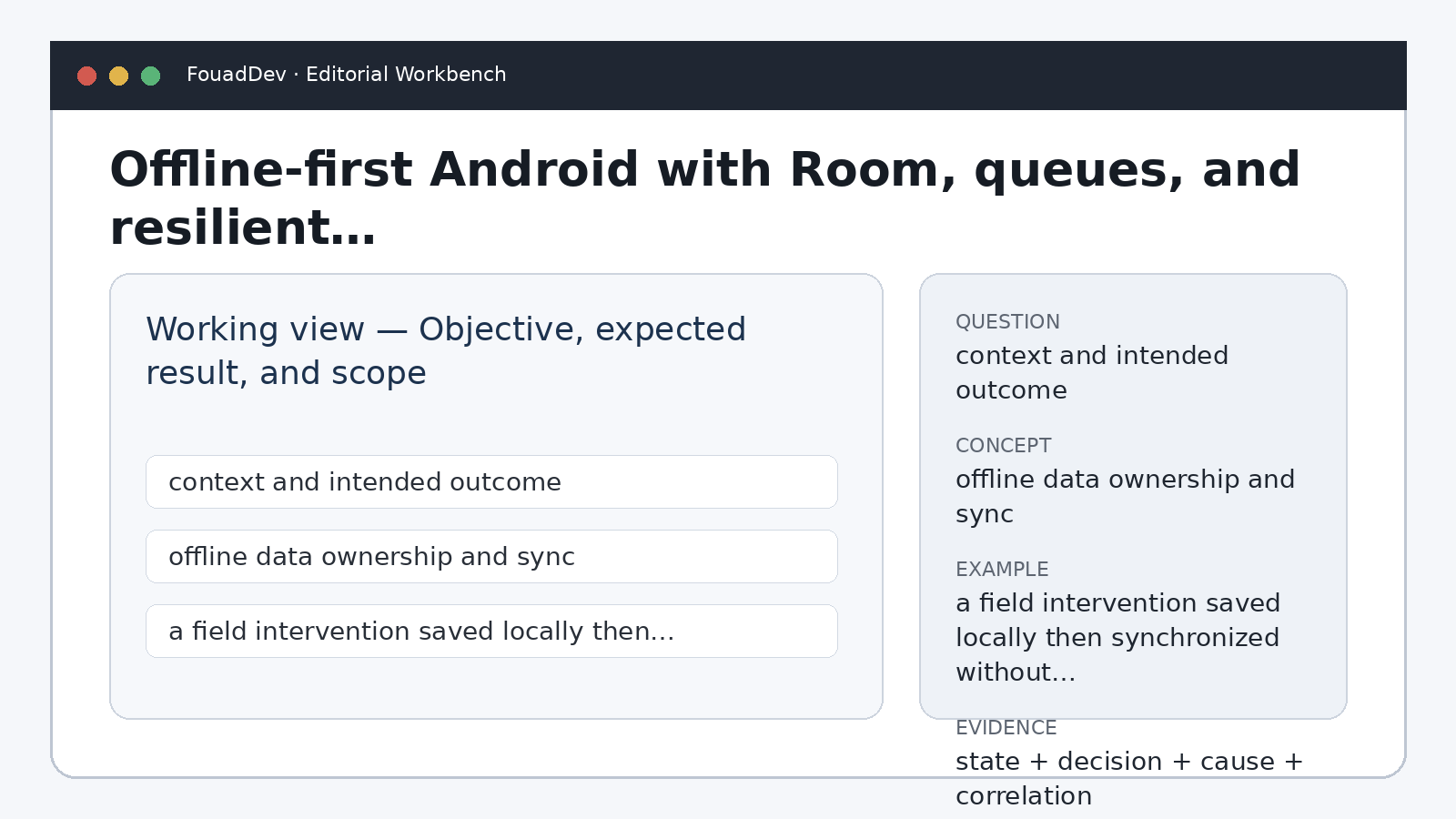 Offline-first Android with Room, queues, and resilient synchronization