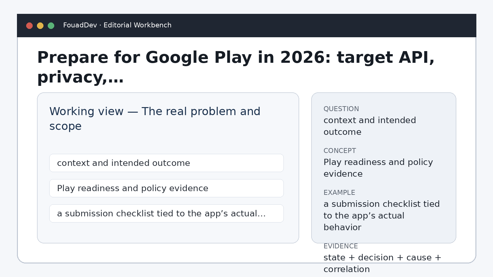 Prepare for Google Play in 2026: target API, privacy, and final review