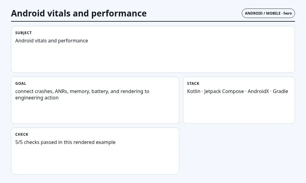 دورة متكاملة: Android vitals والأداء
