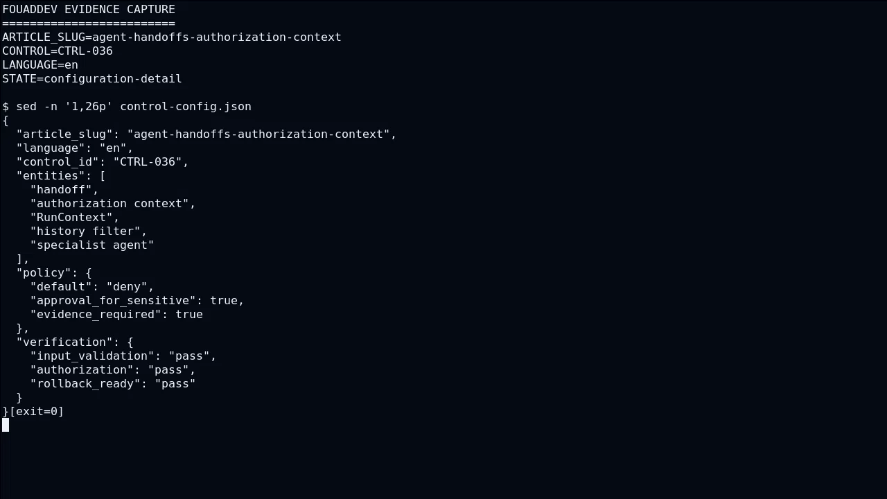 Technical state of authorization context for Designing agent handoffs that do not lose authorization context