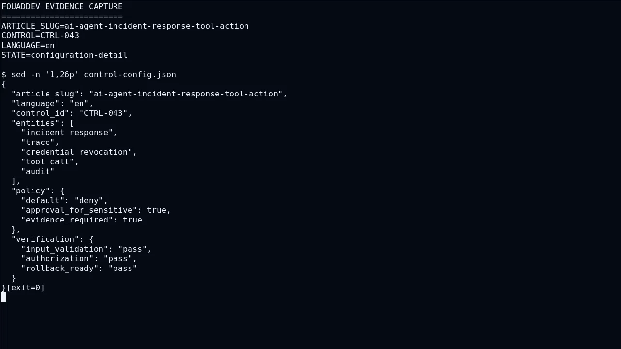 Technical state of trace for AI agent incident response: contain a bad tool action without destroying evidence