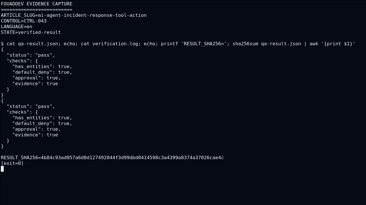 Technical state of tool call for AI agent incident response: contain a bad tool action without destroying evidence