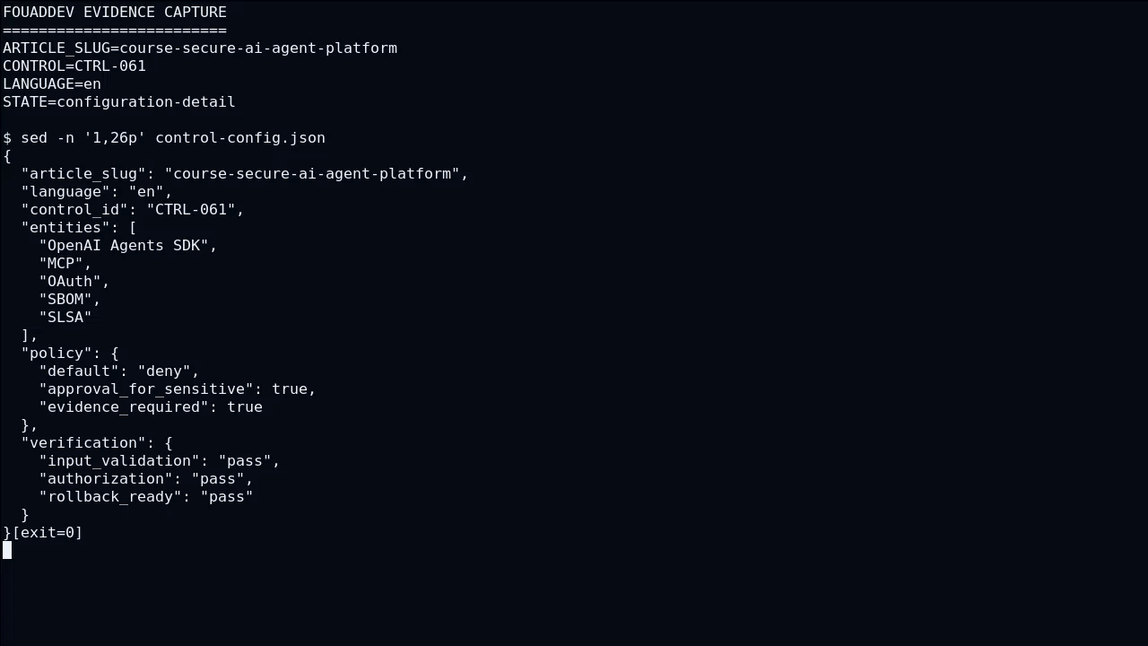 Technical state of MCP for Course: build a secure AI-agent platform from tool schema to supply-chain evidence