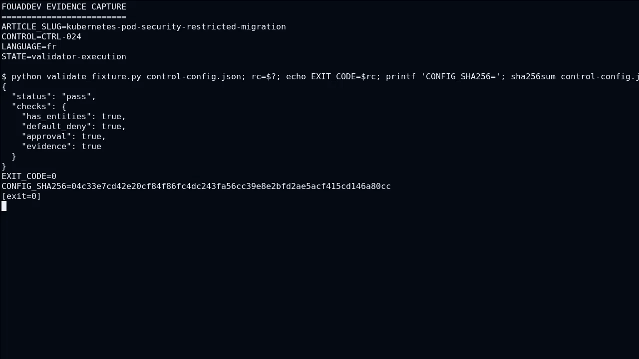 État technique de restricted pour Kubernetes Pod Security Admission : migrer vers restricted sans arrêt brutal