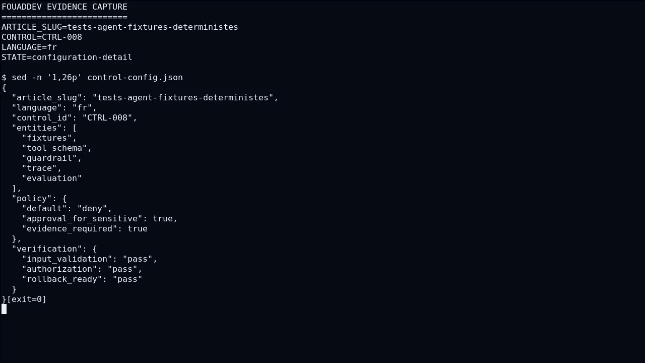 État technique de tool schema pour Tester un agent avec des fixtures déterministes avant les évaluations probabilistes