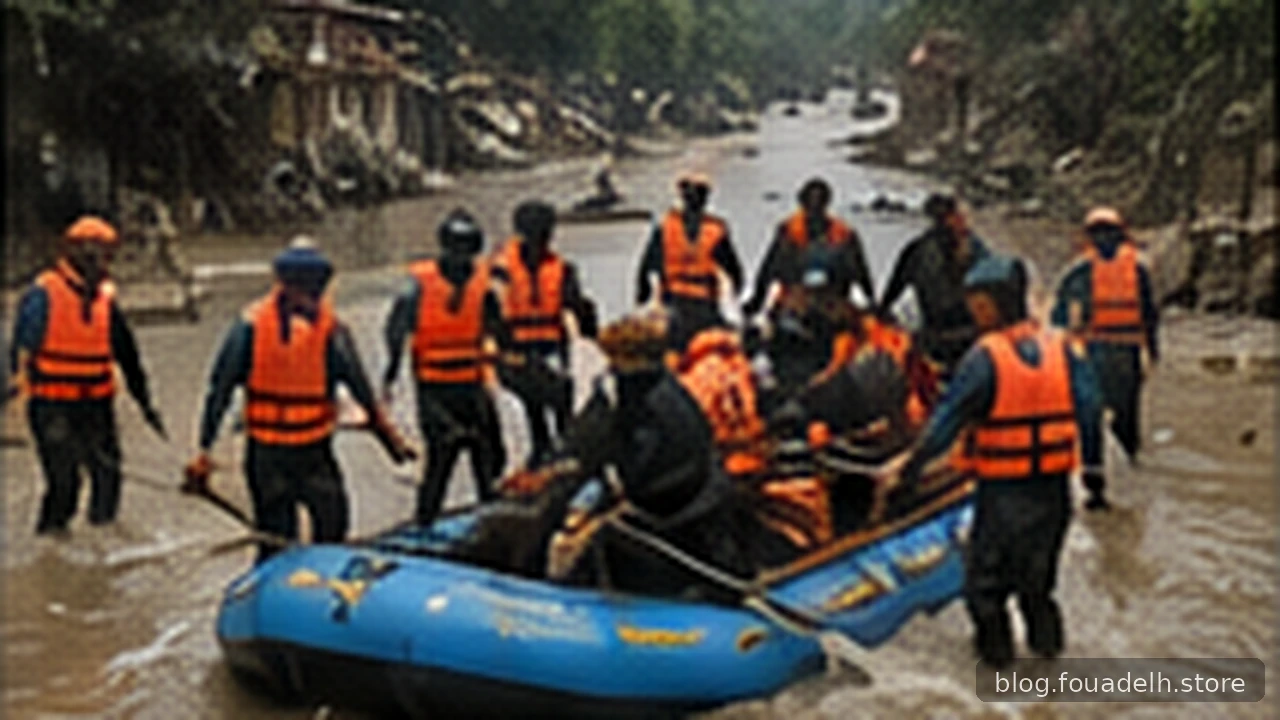 Original AI-generated editorial illustration of a river rescue operation; illustrative, not documentary evidence.